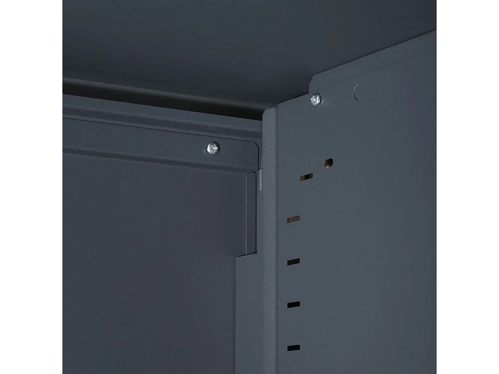 Armoire de bureau à rideaux anthracite 2 portes coulissantes hêtre Klass L90xH100xP45