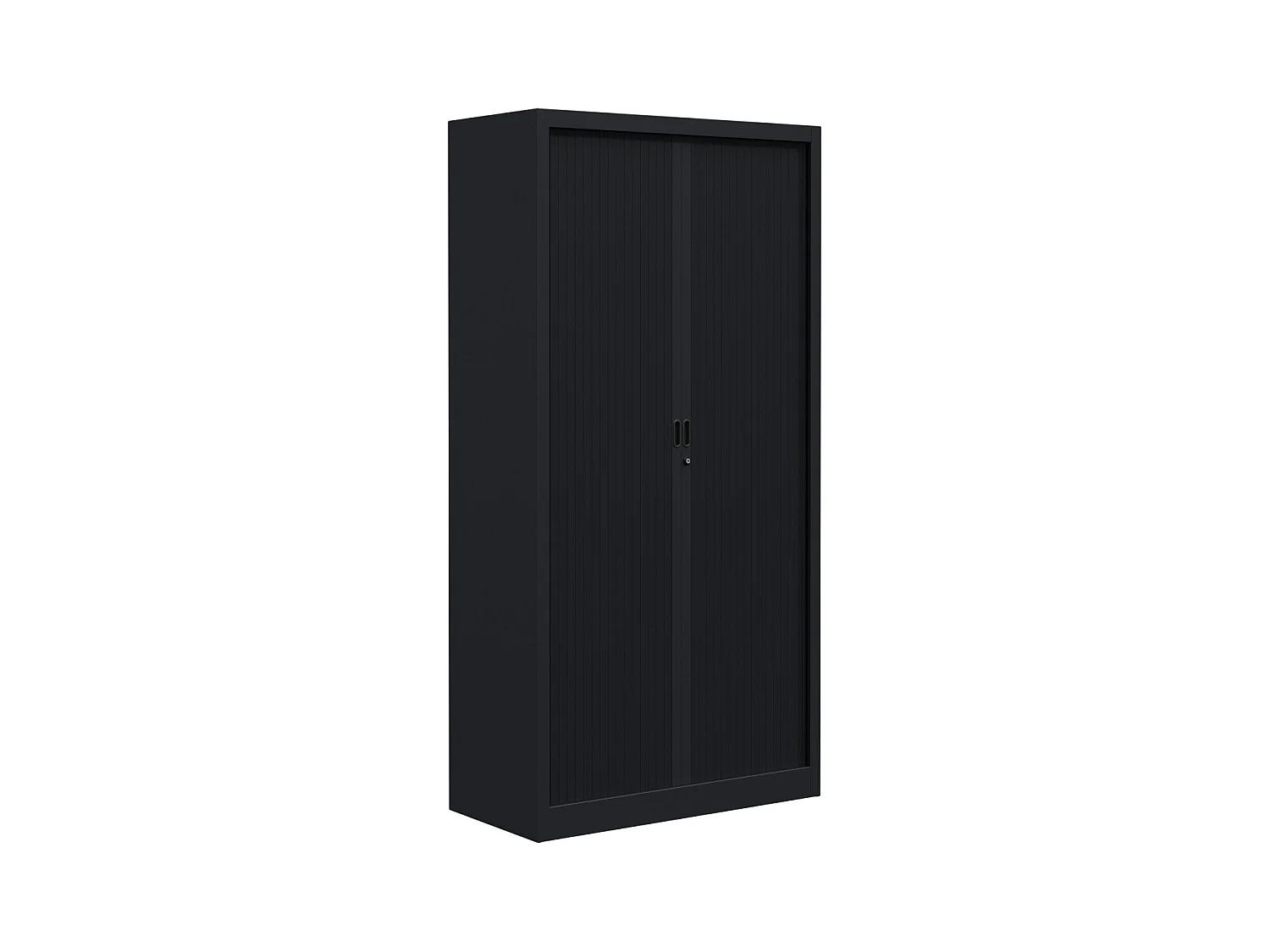 Armoire de bureau à rideaux noir 2 portes coulissantes Klass L90xH180xP43