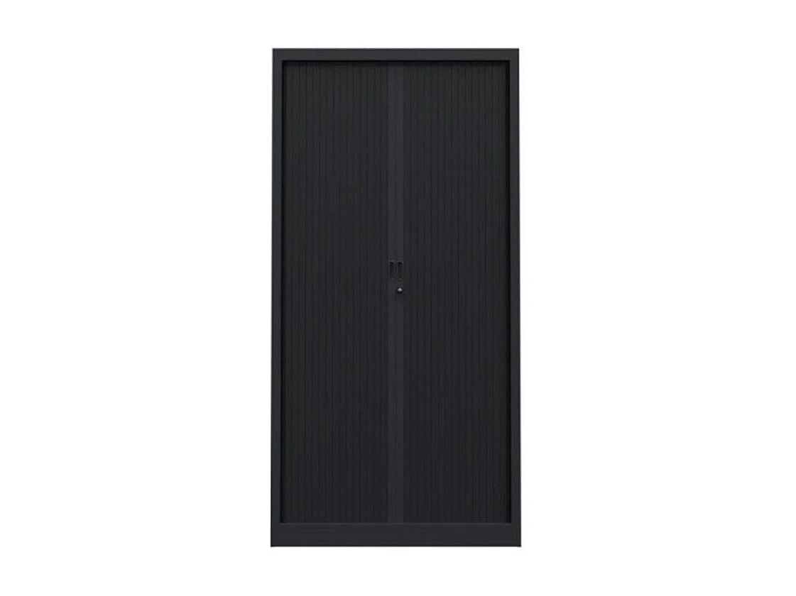Armoire de bureau à rideaux noir 2 portes coulissantes Klass L90xH180xP43