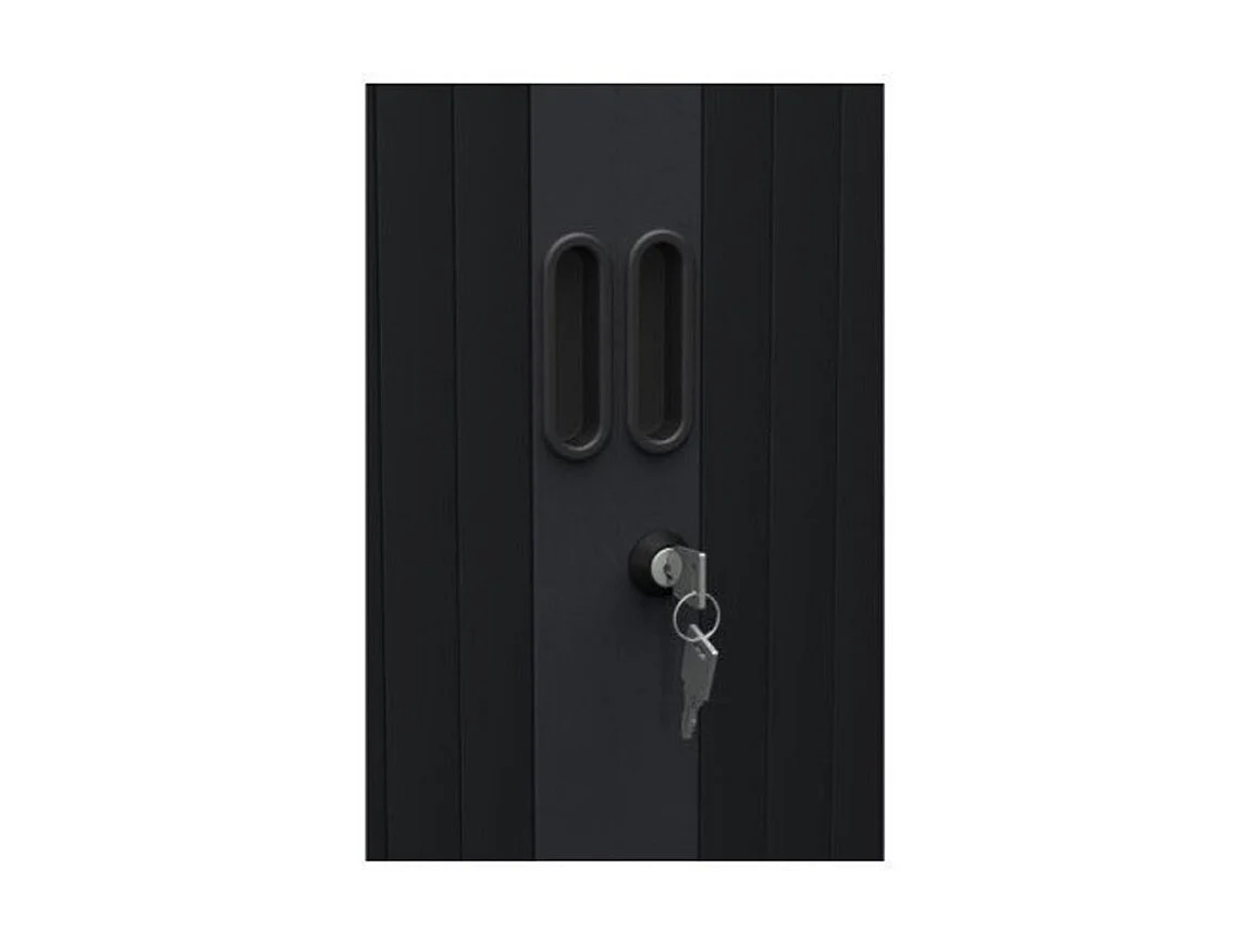 Armoire de bureau à rideaux noir 2 portes coulissantes Klass L90xH180xP43