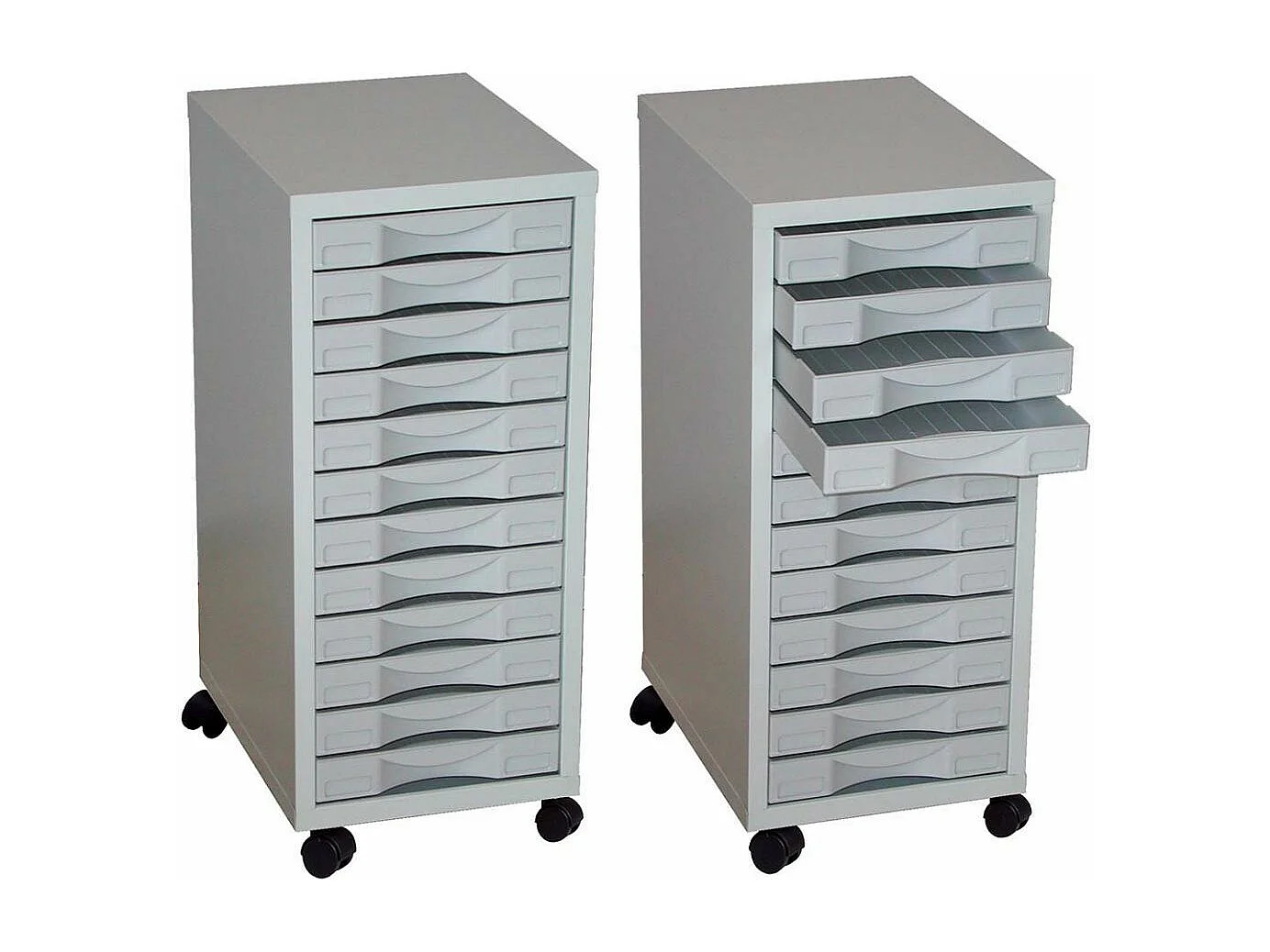 Rangement sur roulettes 12 tiroirs en acier