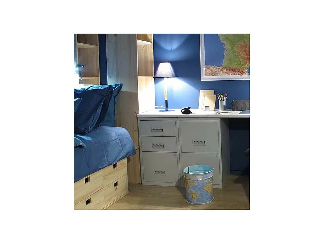 Colonne de rangement basse en acier 3 tiroirs Gris clair