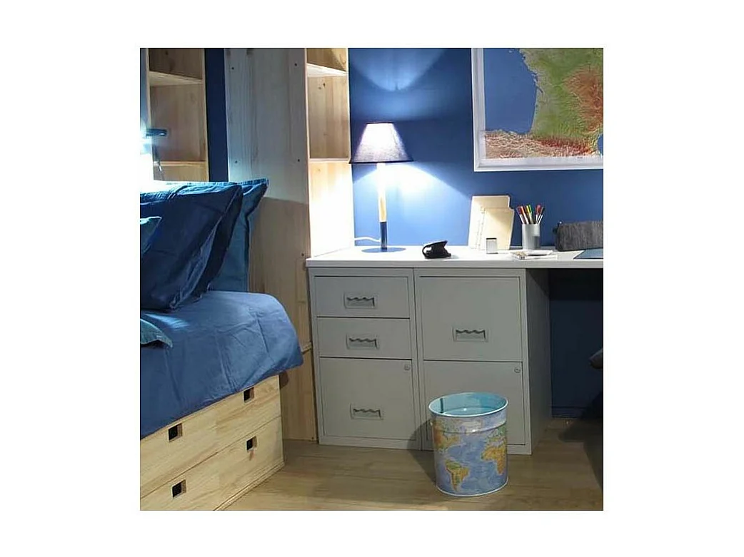 Colonne de rangement basse en acier 3 tiroirs Gris clair