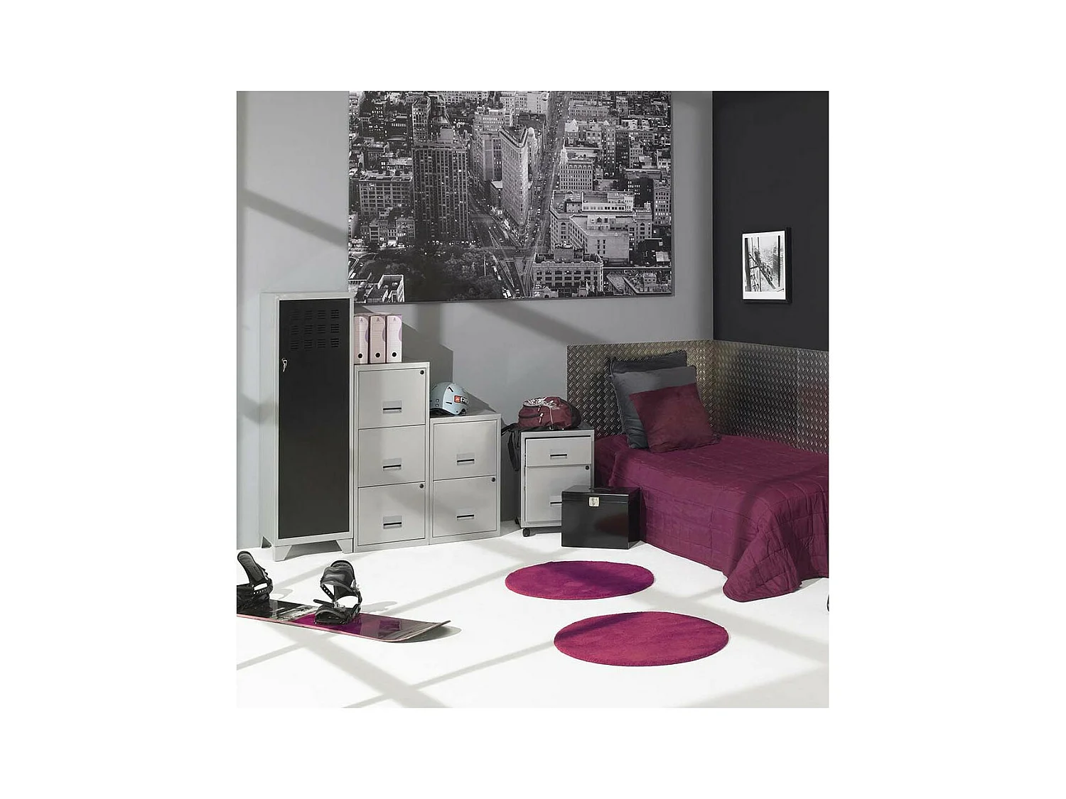 Colonne de rangement basse en acier 2 tiroirs Alu