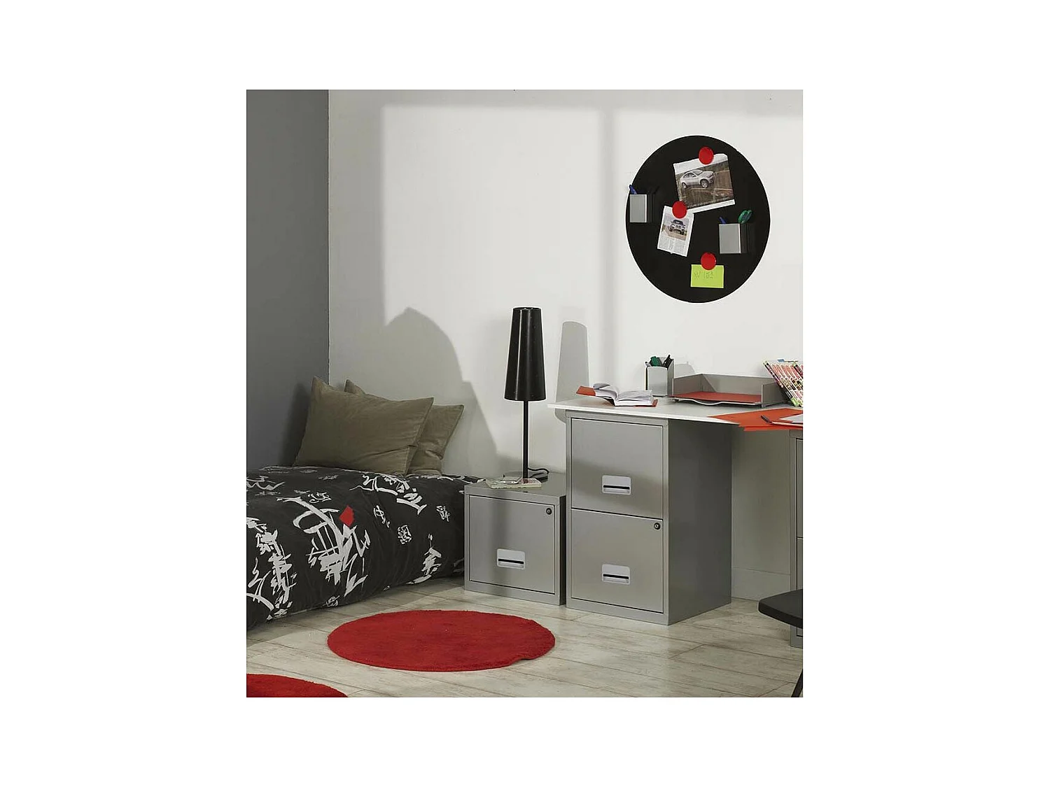 Colonne de rangement basse en acier 2 tiroirs Alu