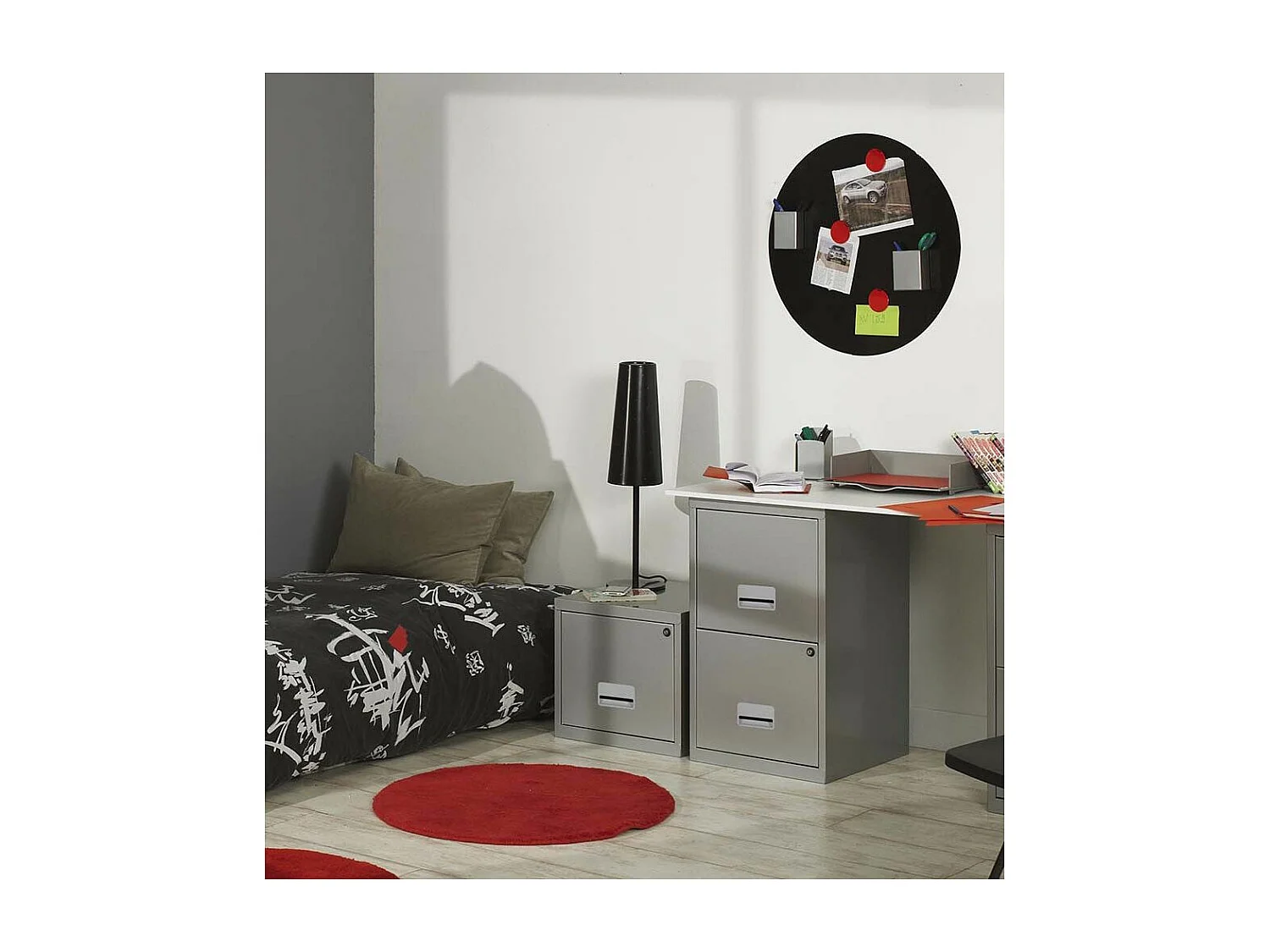 Colonne de rangement basse en acier 2 tiroirs Alu