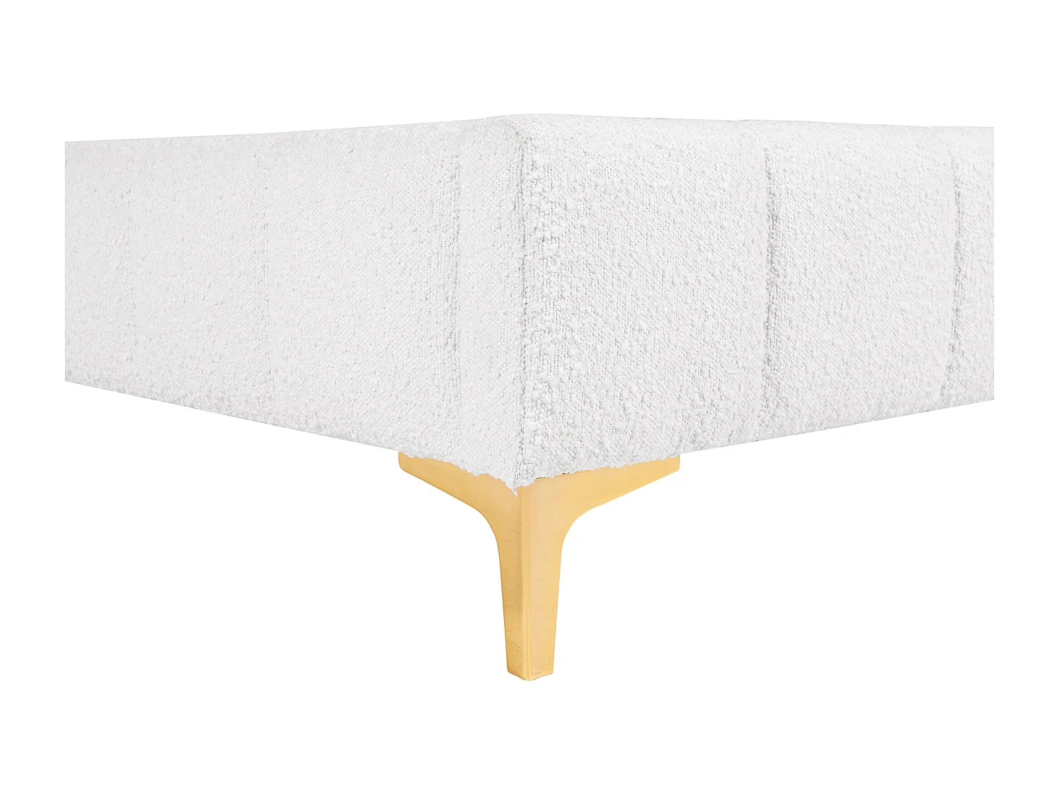 Sommier déco tapissier 140 x 190 cm tissu bouclette et pieds dorés - SHEN de YSMÉE