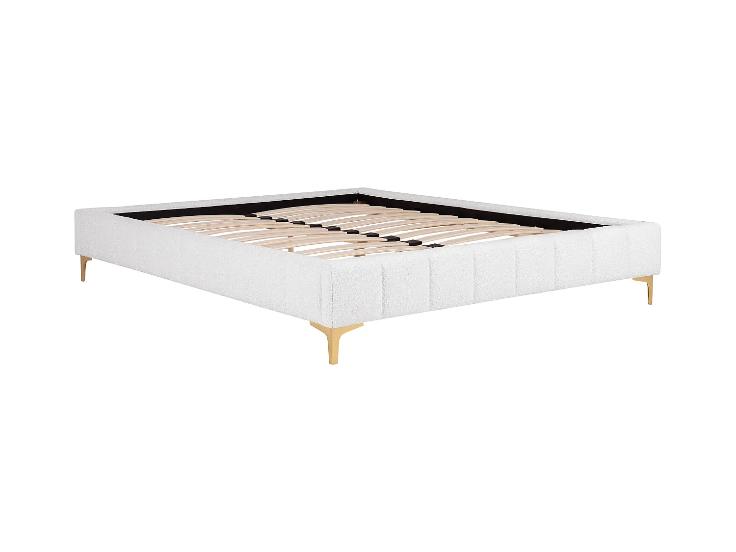 Somier tapizado decorativo 160 x 200 cm tela de rizo y patas doradas - SHEN de YSMÉE