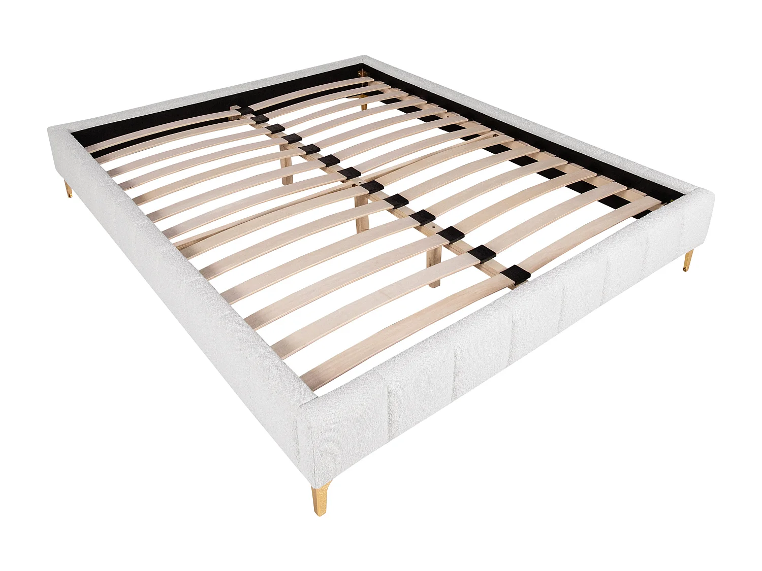 Rete deco con giroletto 160 x 200 cm Tessuto bouclette e piedi dorati - SHEN di YSMÉE