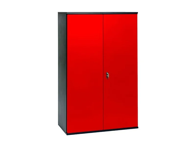 Armoire de bureau métallique 2 portes rouge et noir Folia L80xH105xP41