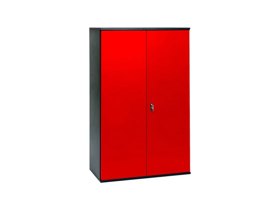 Armoire de bureau métallique 2 portes rouge et noir Folia L80xH105xP41
