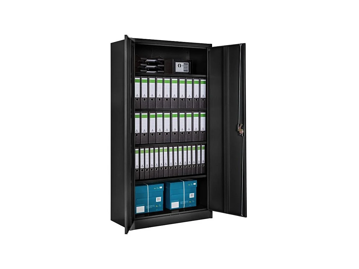 Armoire de bureau métallique 2 portes rouge et noir Folia L80xH105xP41