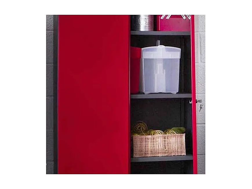 Armoire de bureau métallique 2 portes rouge et noir Folia L80xH105xP41