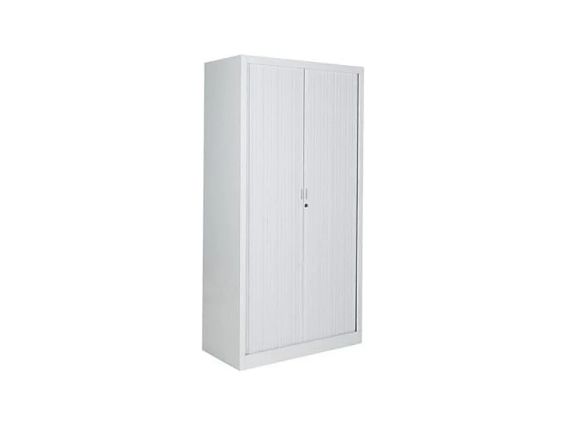 Armoire de bureau à rideaux gris 2 portes coulissantes Klass L90xH180xP43