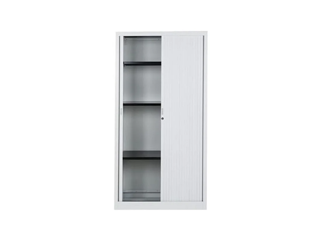 Armoire de bureau à rideaux gris 2 portes coulissantes Klass L90xH180xP43