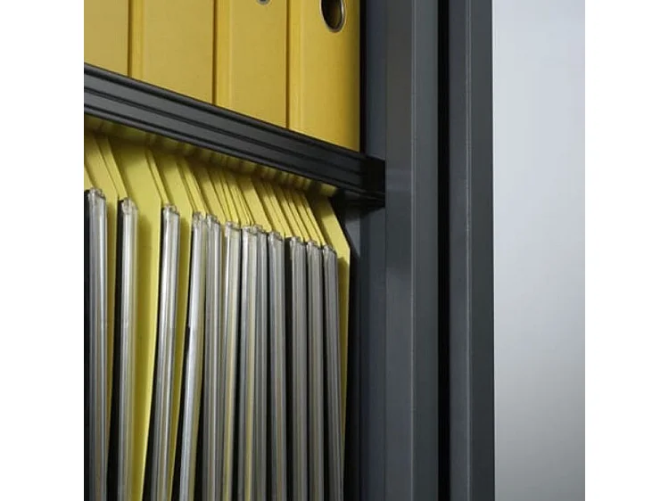 Armoire de bureau à rideaux gris 2 portes coulissantes Klass L90xH180xP43