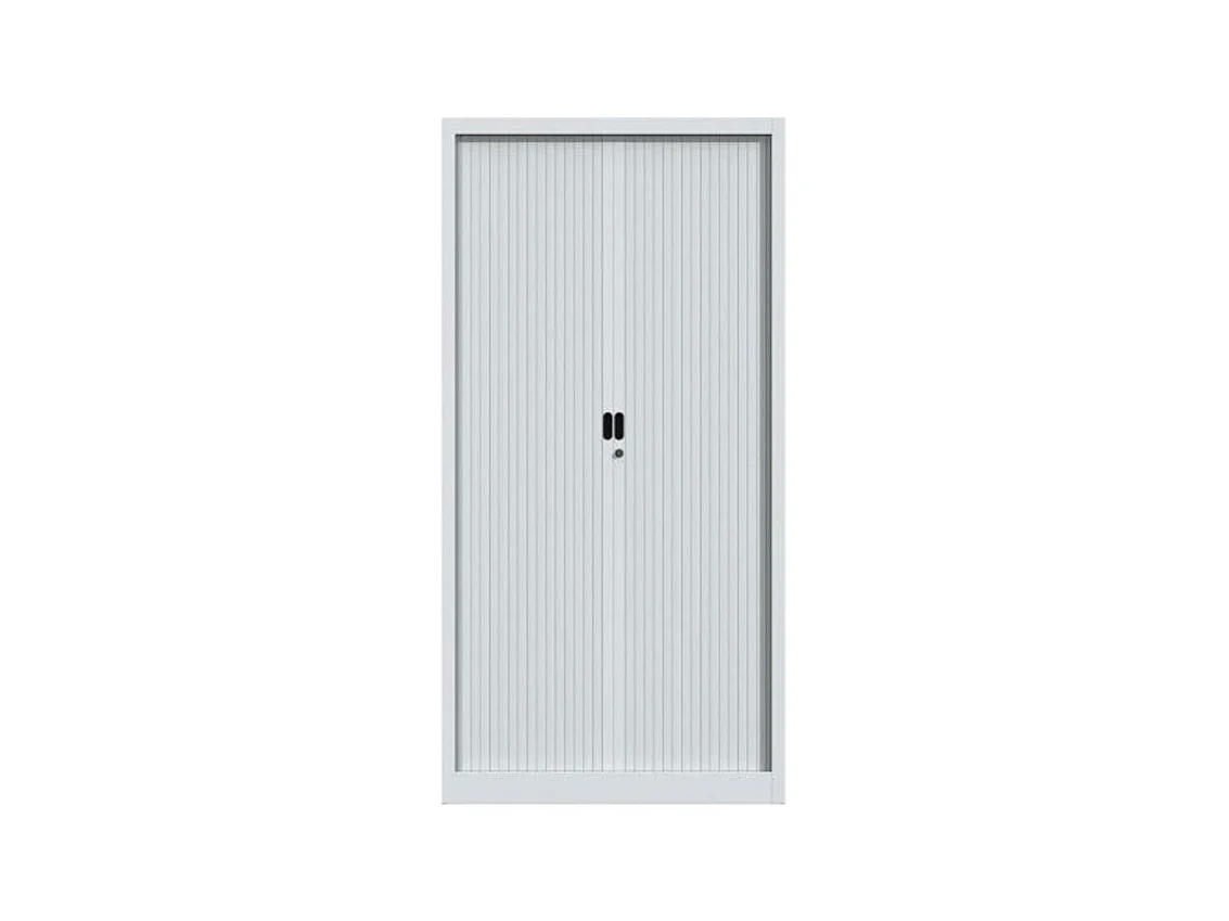 Armoire de bureau à rideaux gris 2 portes coulissantes Klass L90xH180xP43