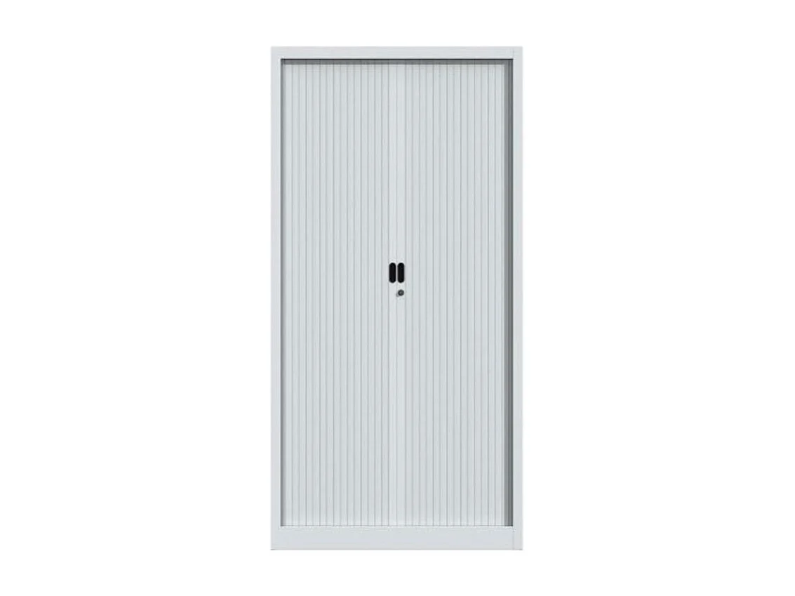 Armoire de bureau à rideaux gris 2 portes coulissantes Klass L90xH180xP43