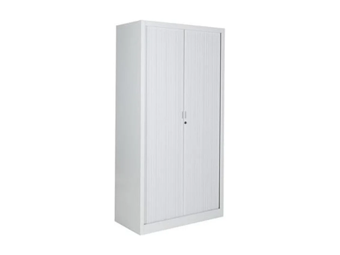 Armoire de bureau à rideaux gris 2 portes coulissantes Klass L90xH180xP43