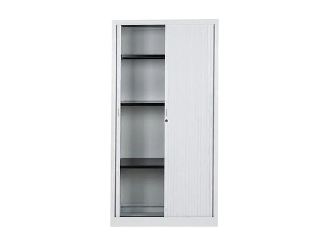 Armoire de bureau à rideaux gris 2 portes coulissantes Klass L90xH180xP43