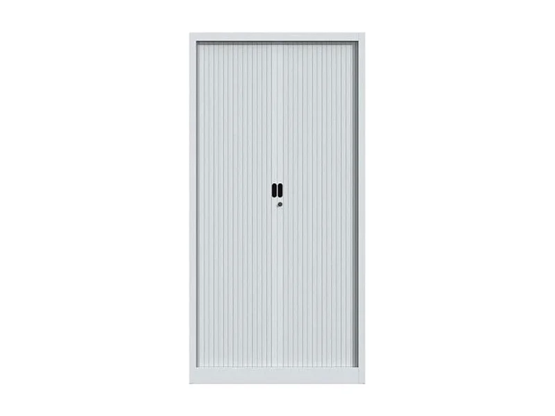 Armoire de bureau à rideaux gris 2 portes coulissantes Klass L90xH180xP43