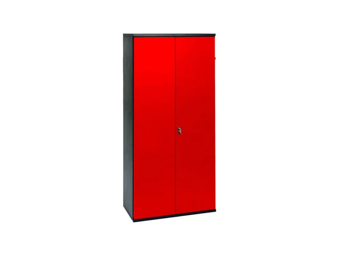 Armoire de bureau métallique 2 portes rouge et noir Folia L80xH160xP41