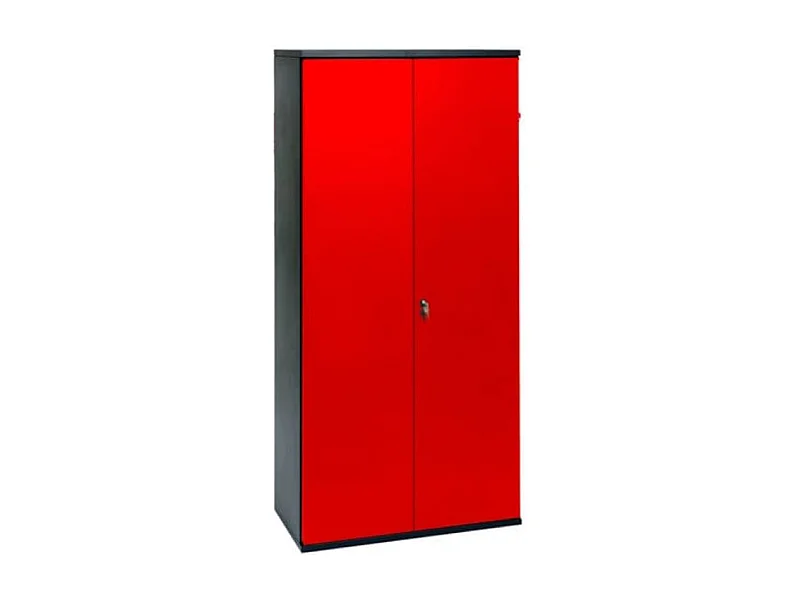 Armoire de bureau métallique 2 portes rouge et noir Folia L80xH160xP41