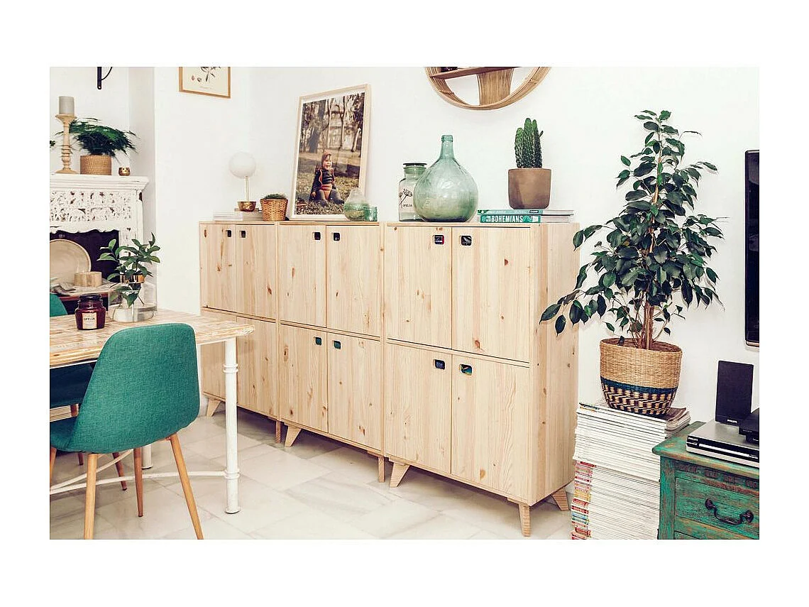 Armario de pino de 4 puertas Dinamic