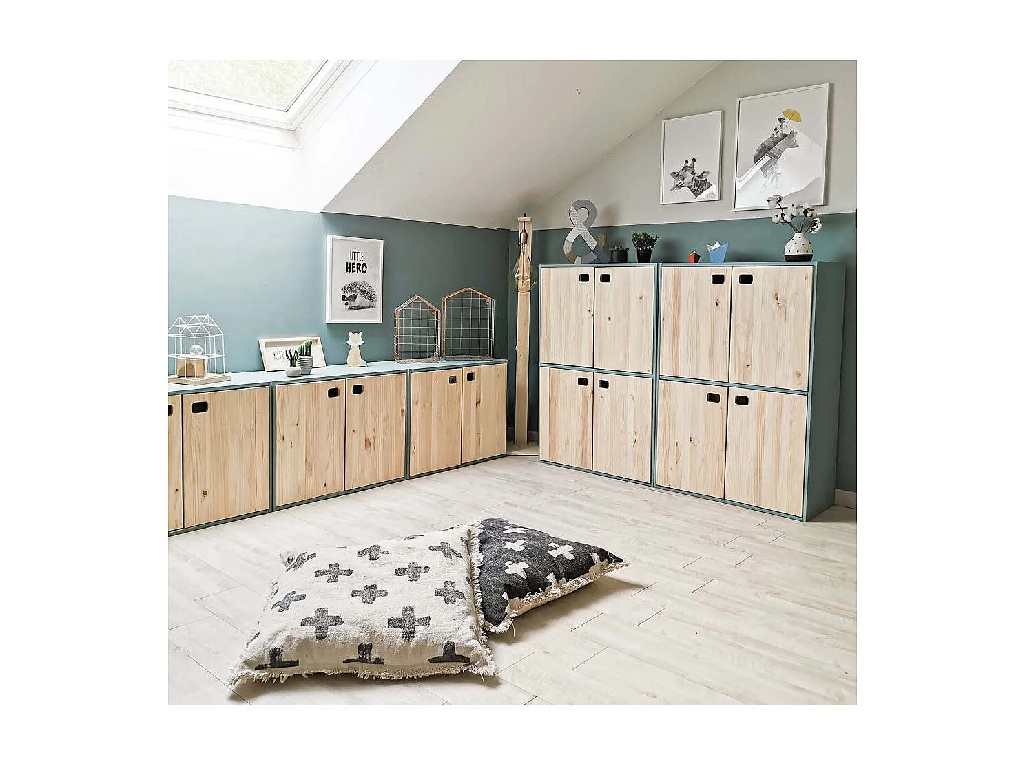 Armario de pino de 4 puertas Dinamic