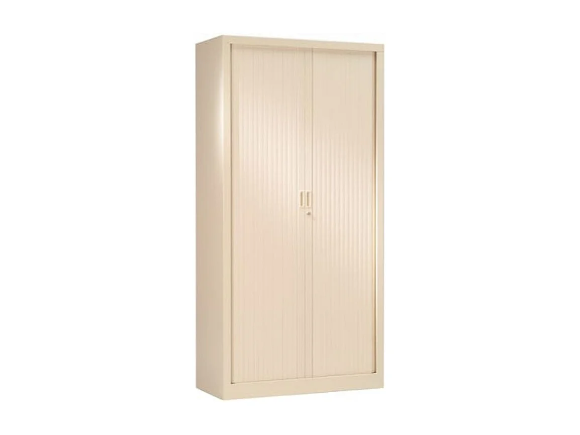 Armoire de bureau à rideaux beige 2 portes coulissantes Klass L90xH180xP43