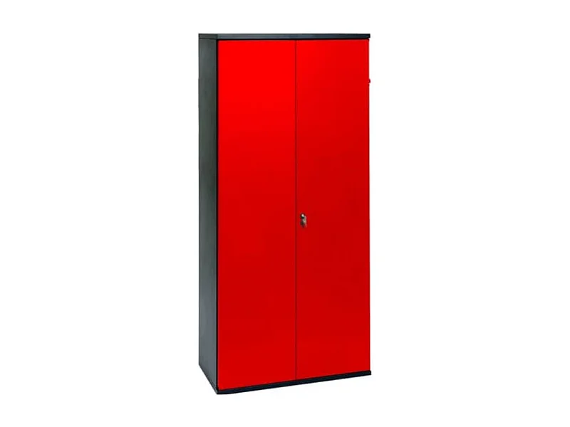 Armoire de bureau 2 portes métal rouge et noir Folia H 198