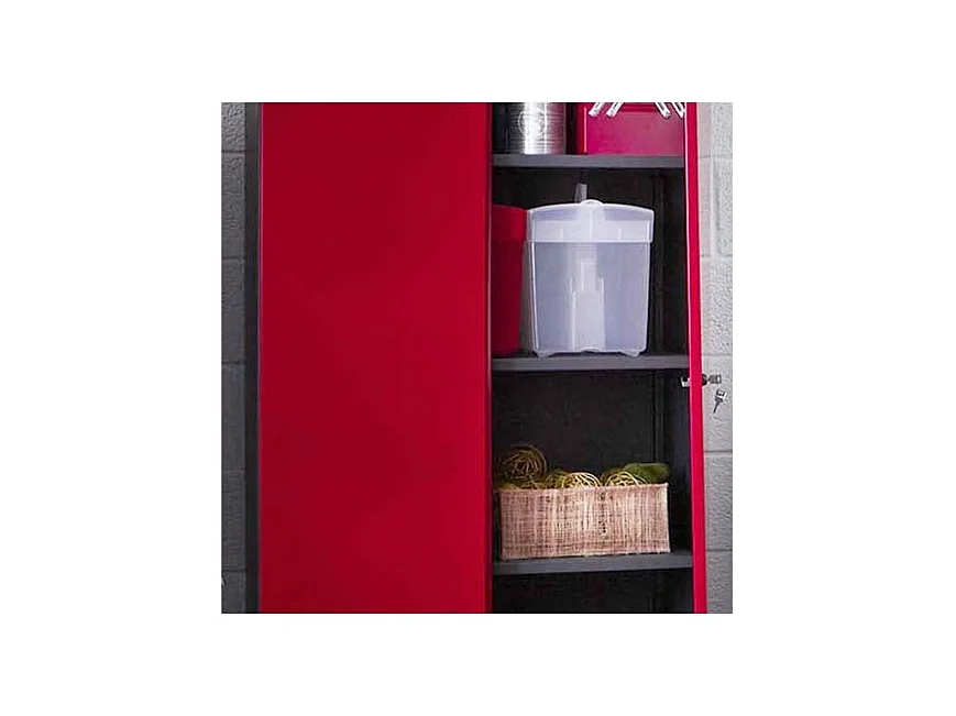 Armoire de bureau 2 portes métal rouge et noir Folia H 198
