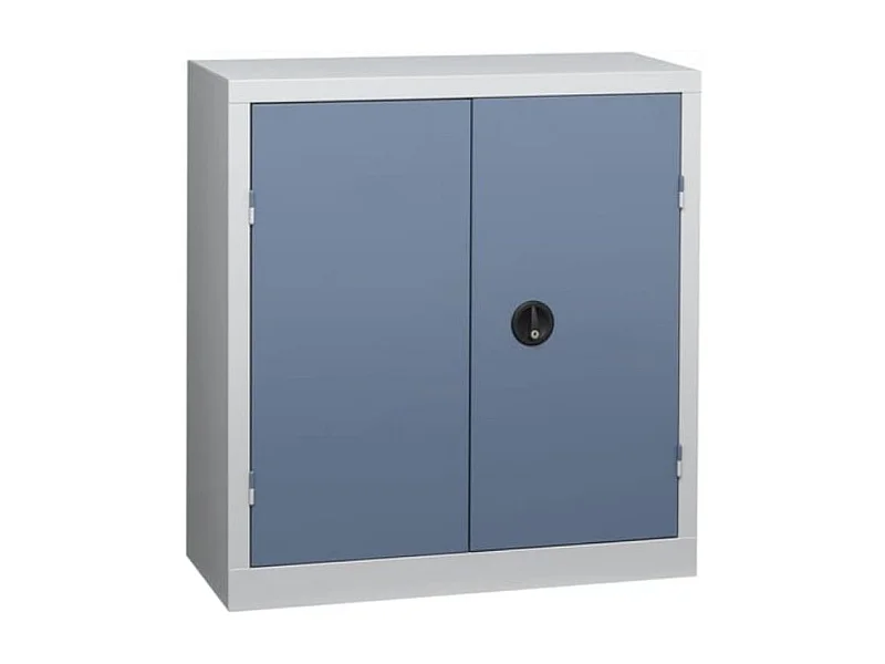 Armoire de bureau 2 portes gris et bleu Katu H 100