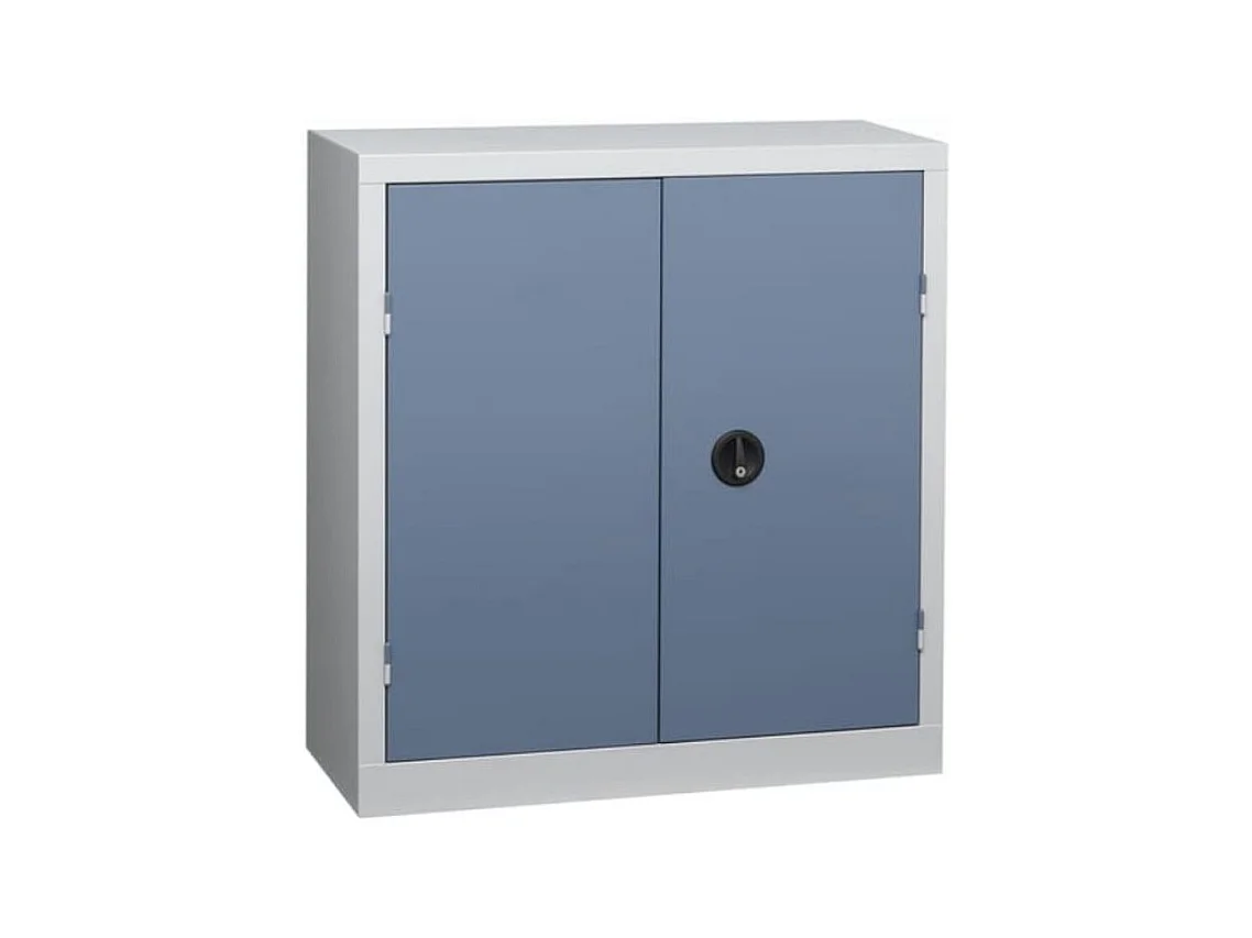 Armoire de bureau 2 portes gris et bleu Katu H 100