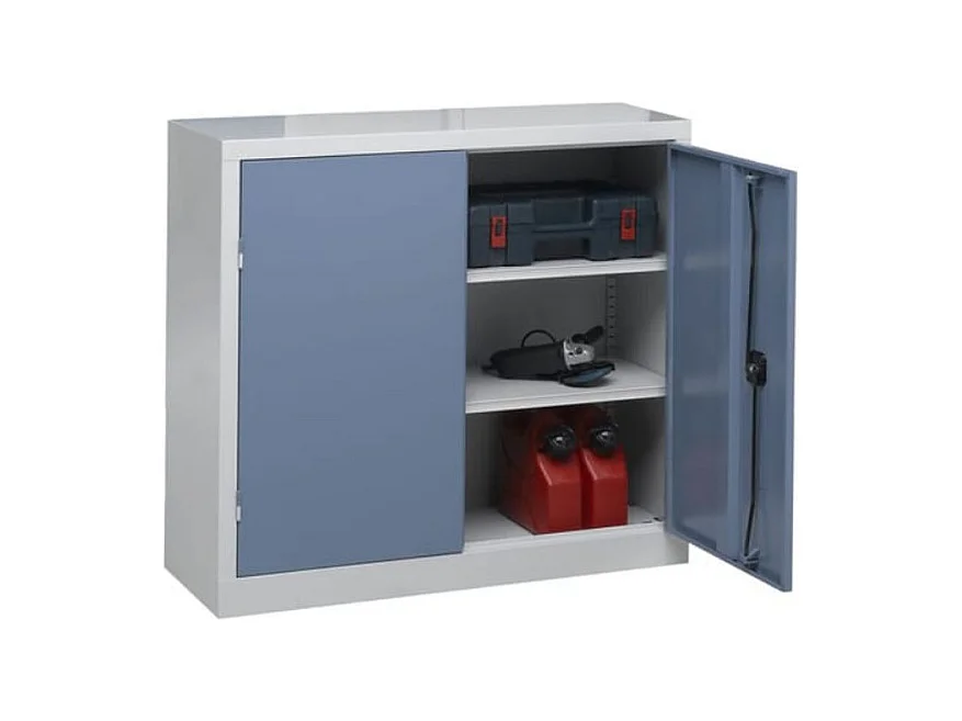 Armoire de bureau 2 portes gris et bleu Katu H 100