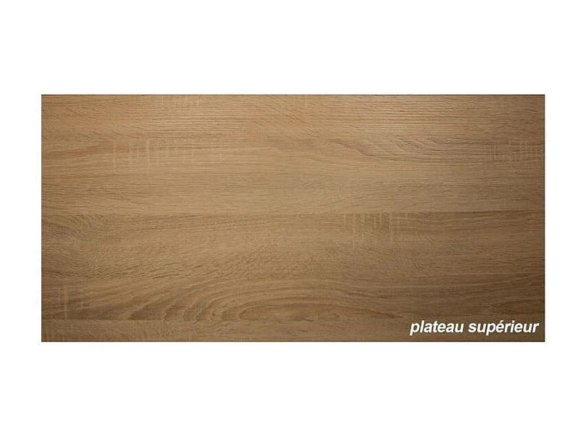 Meuble 1 porte 3 tiroirs métal gris alu et plateau chêne naturel Naya L80xH75xP40 - 25 kg