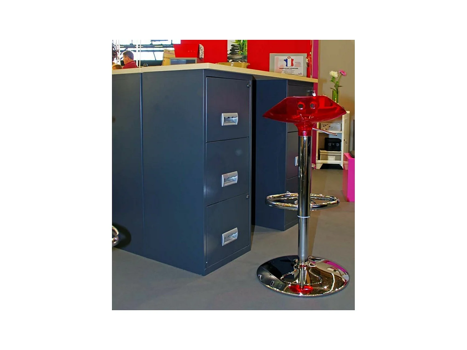 Colonne de rangement en acier 3 grands tiroirs Anthracite