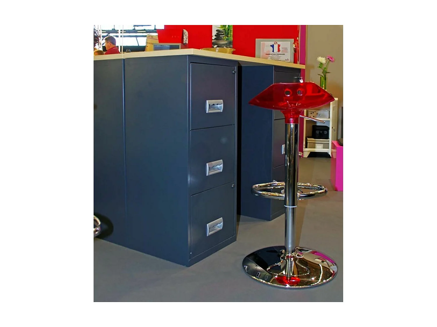 Colonne de rangement en acier 3 grands tiroirs Anthracite