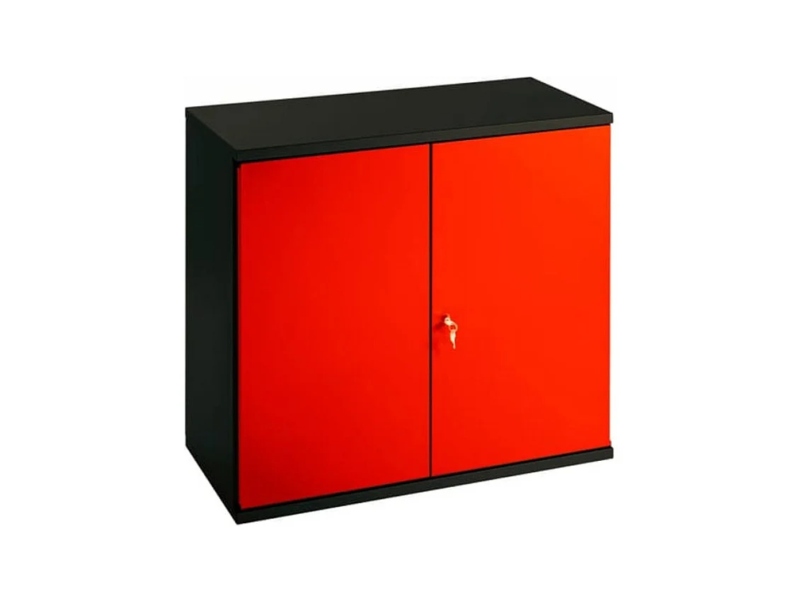 Armoire de bureau métallique 2 portes rouge et noir Folia L80xH72xP41