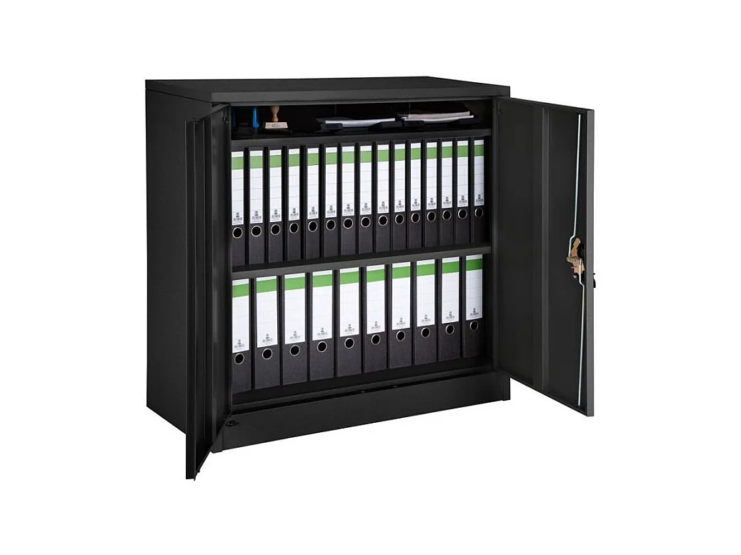 Armoire de bureau métallique 2 portes rouge et noir Folia L80xH72xP41