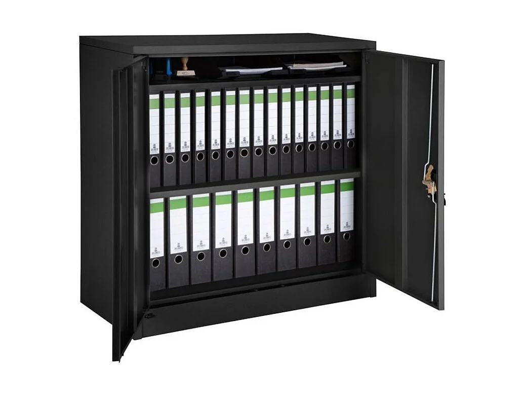 Armoire de bureau métallique 2 portes rouge et noir Folia L80xH72xP41