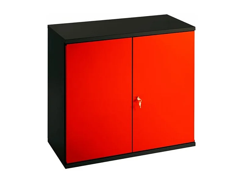 Armoire de bureau métallique 2 portes rouge et noir Folia L80xH72xP41