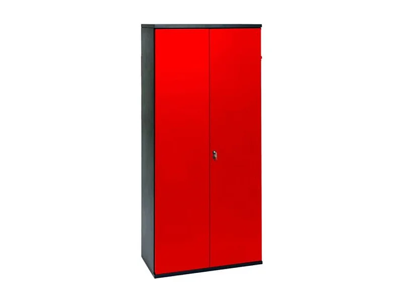 Armoire de bureau 2 portes métal rouge et noir Folia H 180