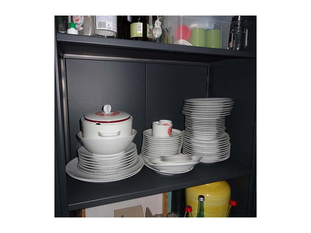 Armoire de bureau 2 portes métal rouge et noir Folia H 180