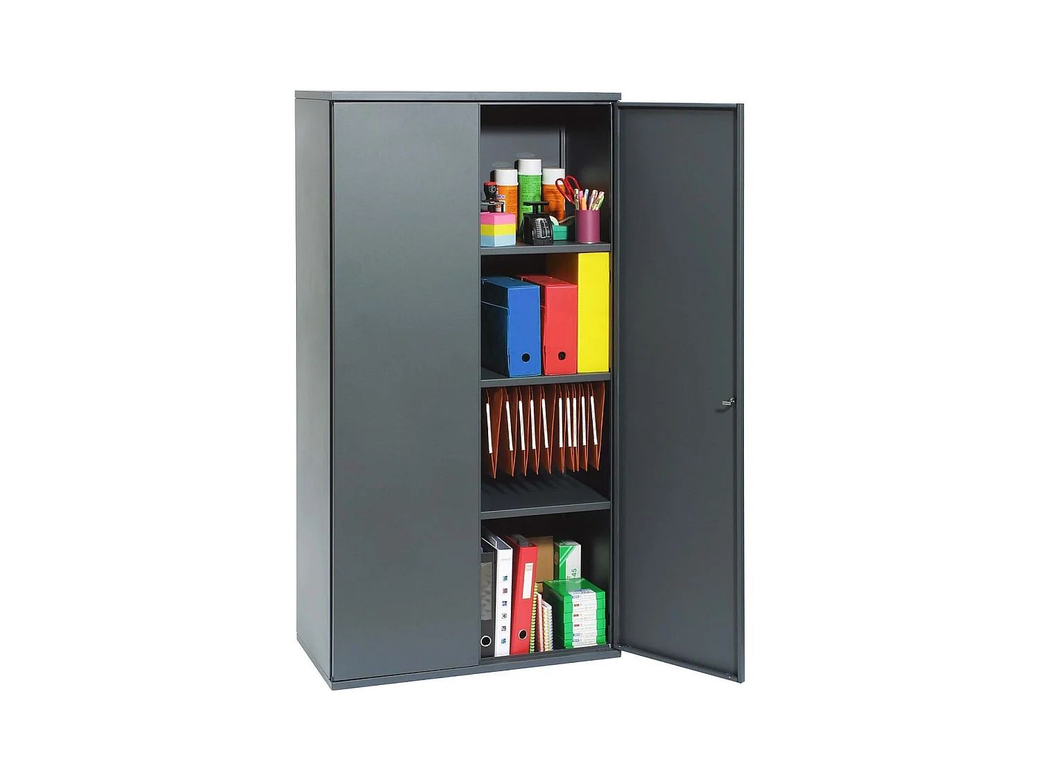Armoire de bureau métallique anthracite 4 étagères Briko L80xH198xP41