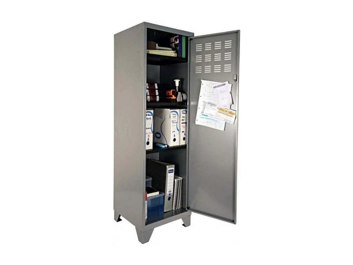 Armoire 1 porte métal gris alu Naya L40xH134xP40