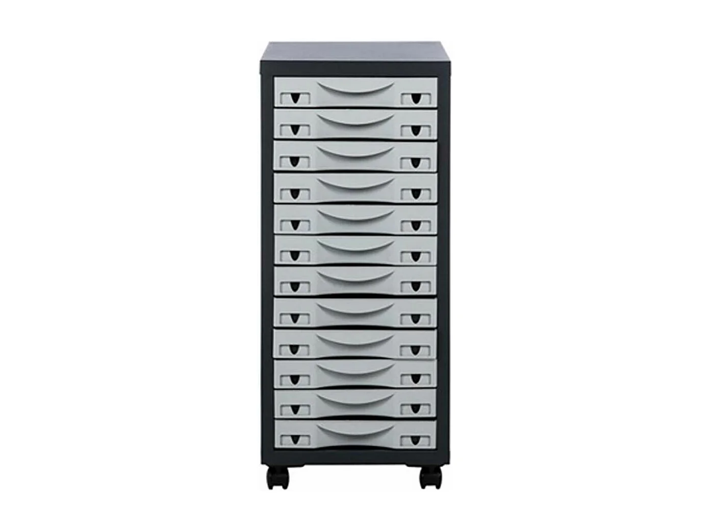 Rangement sur roulettes 12 tiroirs en acier Anthracite et Gris