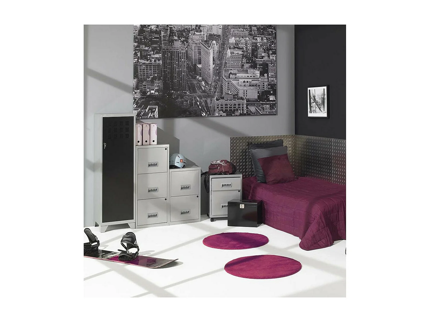 Colonne de rangement en acier 3 grands tiroirs Alu