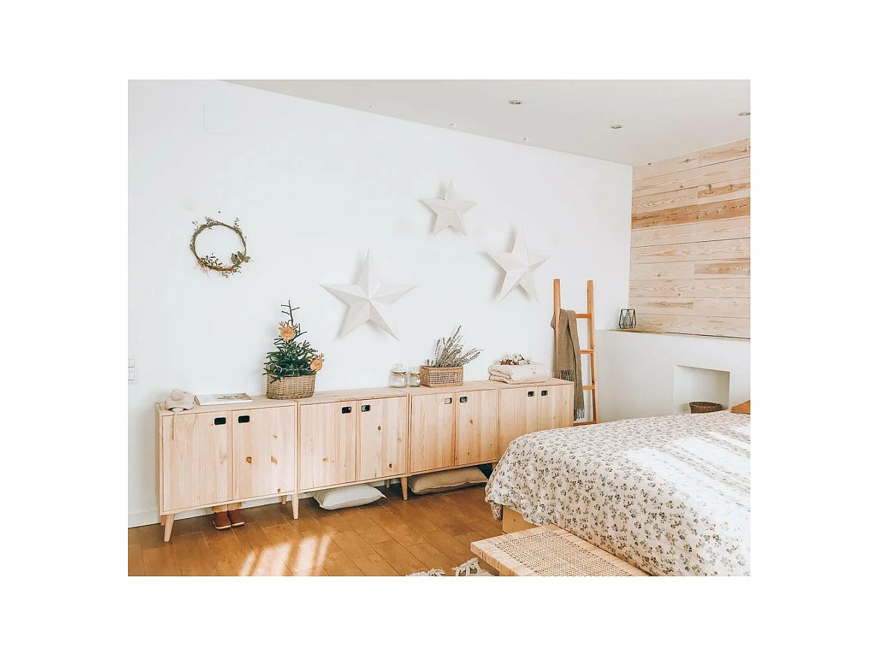 Armoire en pin brut 2 portes 3 tablettes Dinamic