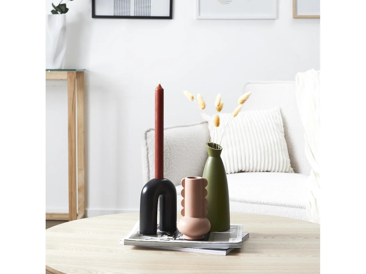 Bougeoir en grès 10 x 4 x 13 cm Arche